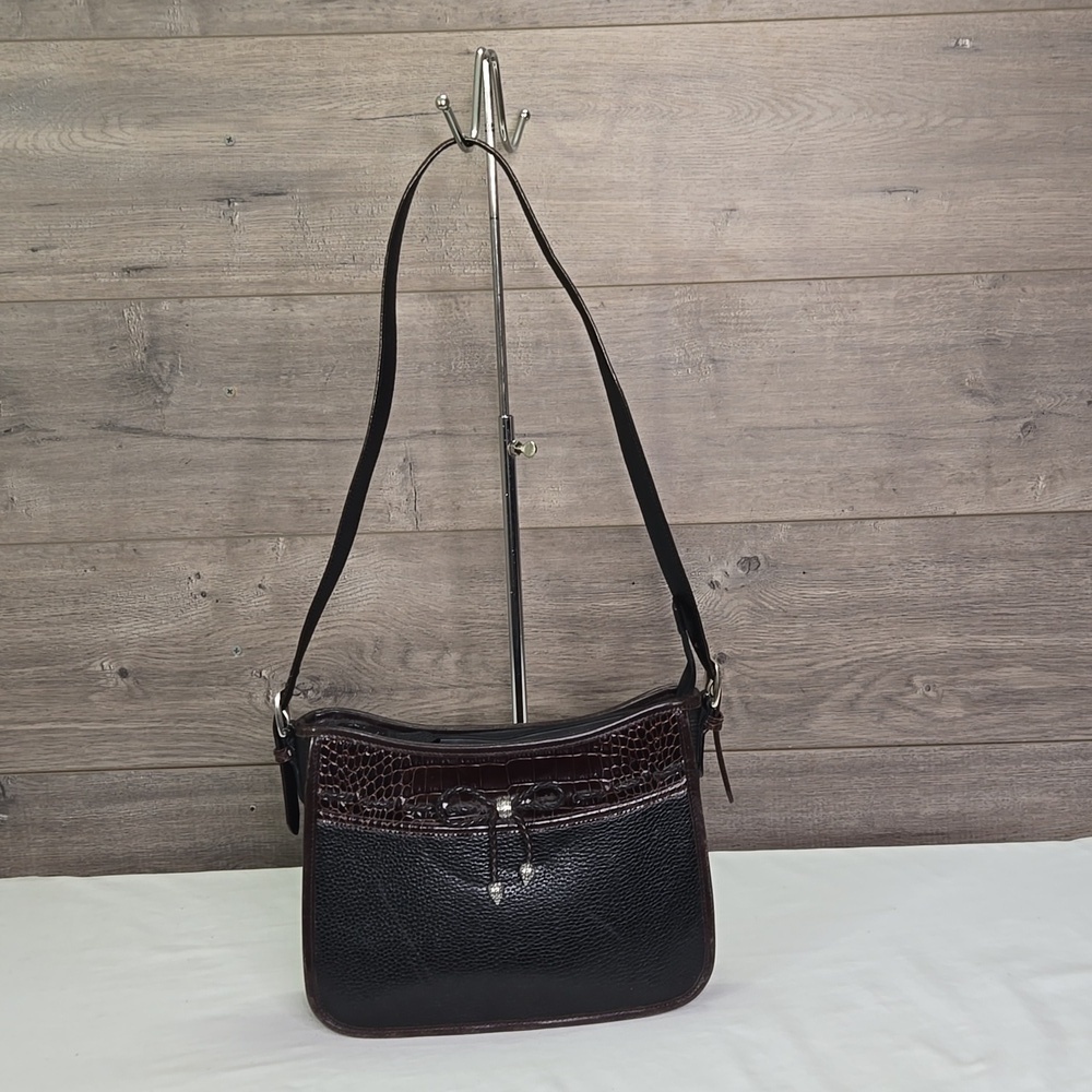 Brighton Black/Brown Pebble Leather Shoulder Bag